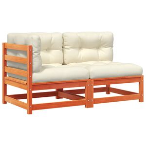 vidaXL Canap&eacute; de jardin coussins 2 places cire marron bois pin massif