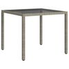 vidaXL Table de jardin 90x90x75 cm Verre tremp&eacute; et r&eacute;sine tress&eacute;e Gris