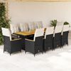 vidaXL Ensemble de bistro de jardin 11 pcs coussins noir poly rotin
