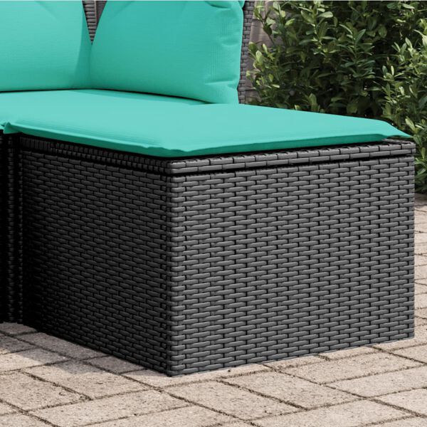 vidaXL Tabouret de jardin avec coussin noir 55x55x37 cm r&eacute;sine tress&eacute;e
