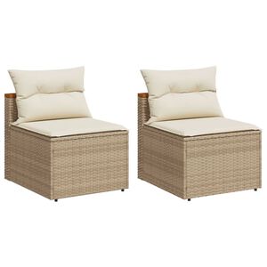 vidaXL Canap&eacute;s de jardin sans accoudoirs avec coussins 2 pcs beige