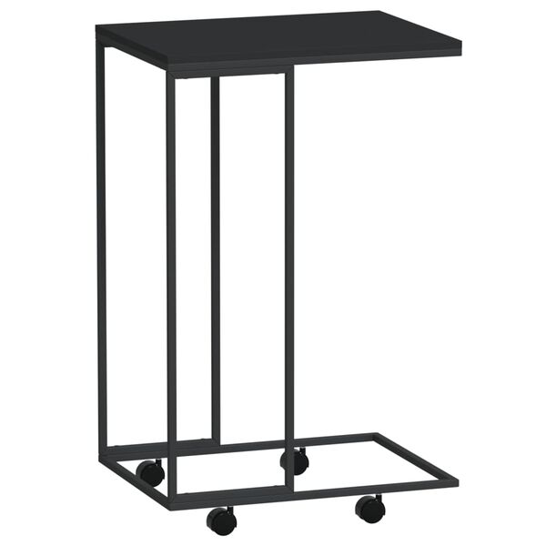 vidaXL Table d'appoint avec roues Noir 40x30x63,5 cm Bois d'ing&eacute;nierie