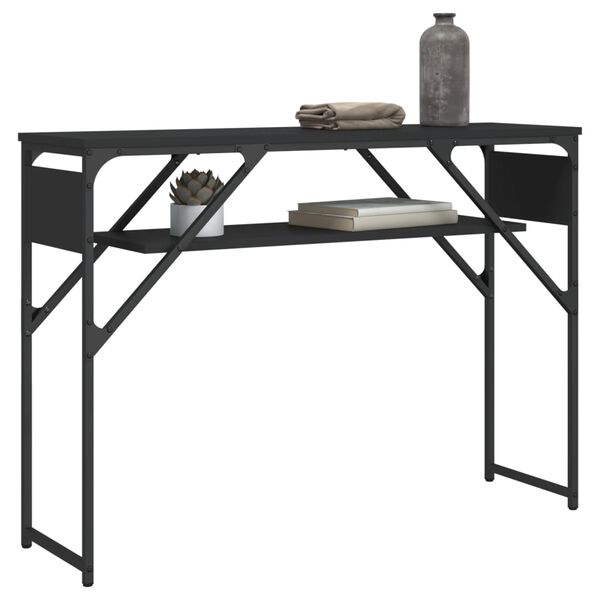 vidaXL Table console avec &eacute;tag&egrave;re noir 105x30x75 cm bois d'ing&eacute;nierie