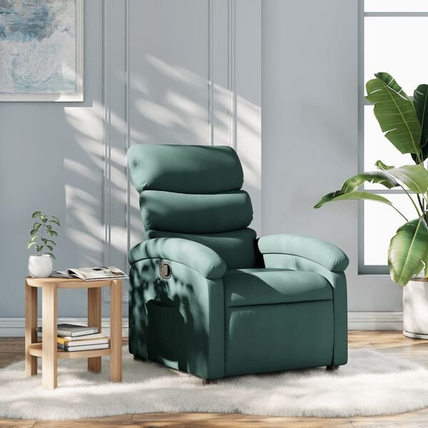 vidaXL Fauteuil inclinable vert fonc&eacute; tissu