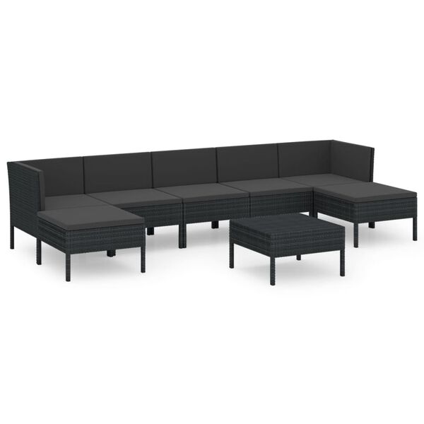 vidaXL Salon de jardin 8 pcs avec coussins r&eacute;sine tress&eacute;e noir