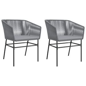 vidaXL Chaises de jardin lot de 2 avec coussins gris r&eacute;sine tress&eacute;e
