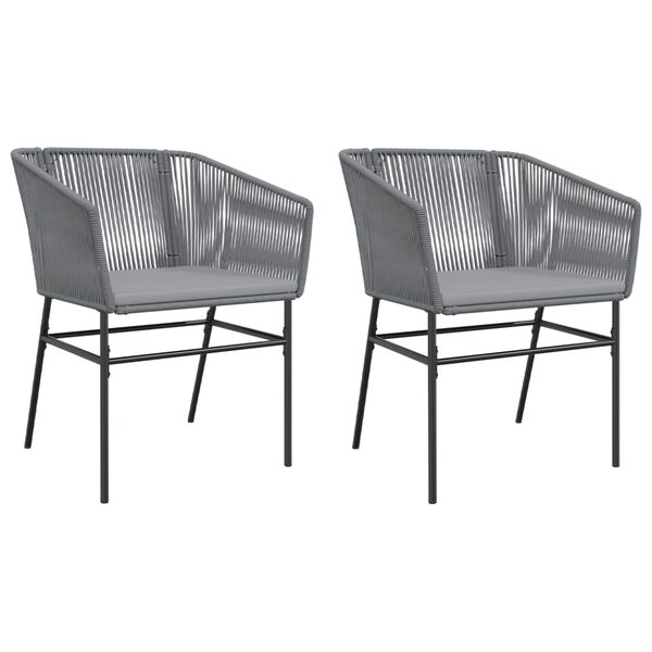 vidaXL Chaises de jardin lot de 2 avec coussins gris r&eacute;sine tress&eacute;e