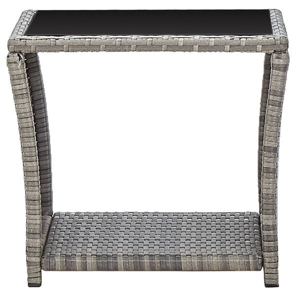 vidaXL Table basse Gris 45x45x40 cm R&eacute;sine tress&eacute;e et verre