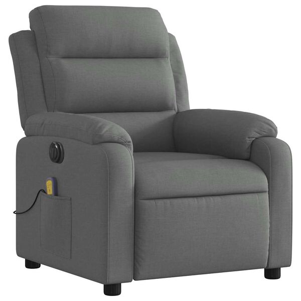 vidaXL Fauteuil inclinable de massage &eacute;lectrique gris fonc&eacute; tissu