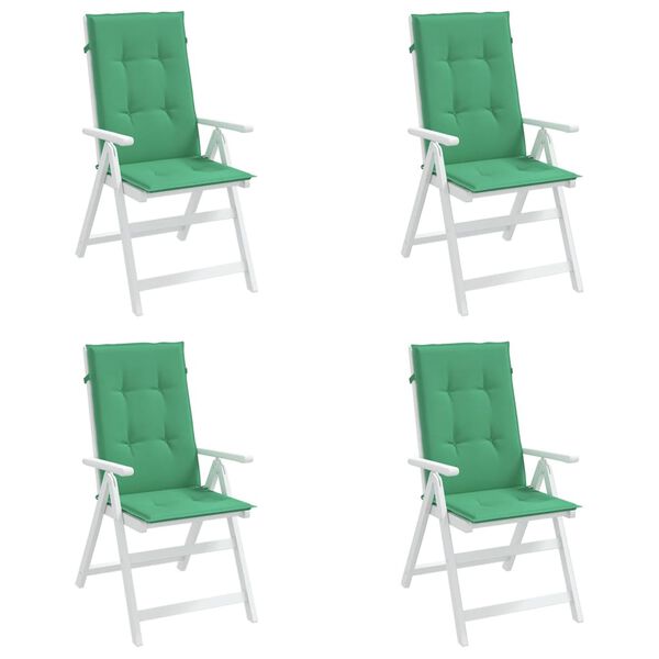 vidaXL Coussins de chaise de jardin &agrave; dossier haut lot de 4 vert tissu
