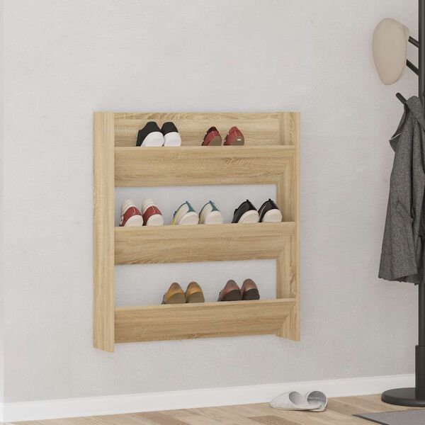 vidaXL Armoire &agrave; chaussures murale ch&ecirc;ne Sonoma bois d'ing&eacute;nierie
