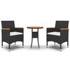 vidaXL Ensemble &agrave; manger de jardin 3 pcs R&eacute;sine tress&eacute;e Noir