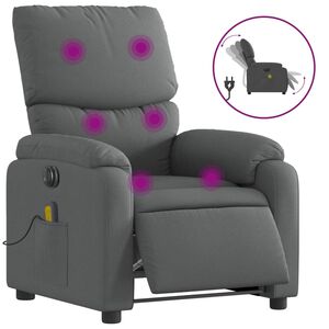 vidaXL Fauteuil inclinable de massage &eacute;lectrique gris fonc&eacute; tissu