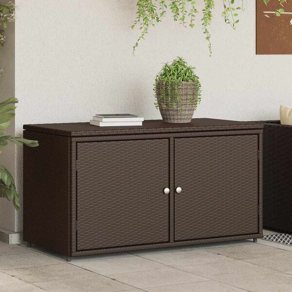vidaXL Armoire de rangement jardin marron 110x55x60,5cm résine tressée