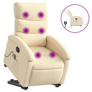 vidaXL Fauteuil inclinable de massage &eacute;lectrique cr&egrave;me tissu