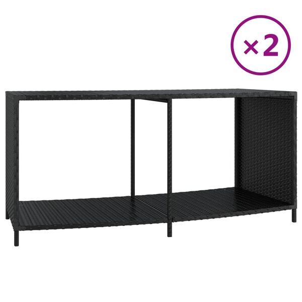 vidaXL &Eacute;tag&egrave;res de rangement 2 pcs noir r&eacute;sine tress&eacute;e