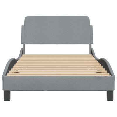 vidaXL Cadre de lit avec tête de lit gris clair 100x190 cm tissu