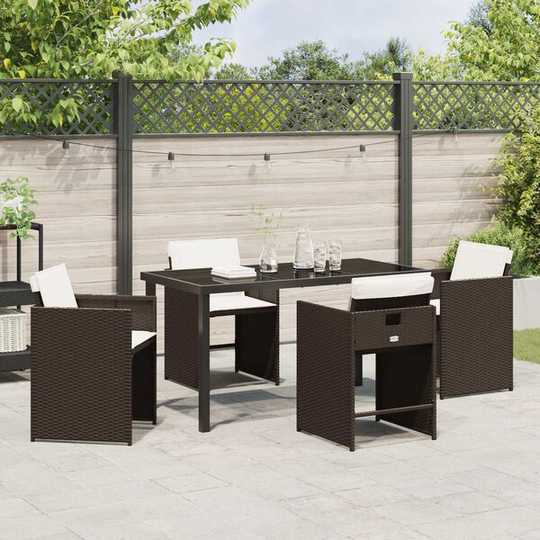 vidaXL Ensemble de salle &agrave; manger pour jardin 5 pcs Marron polyrotin