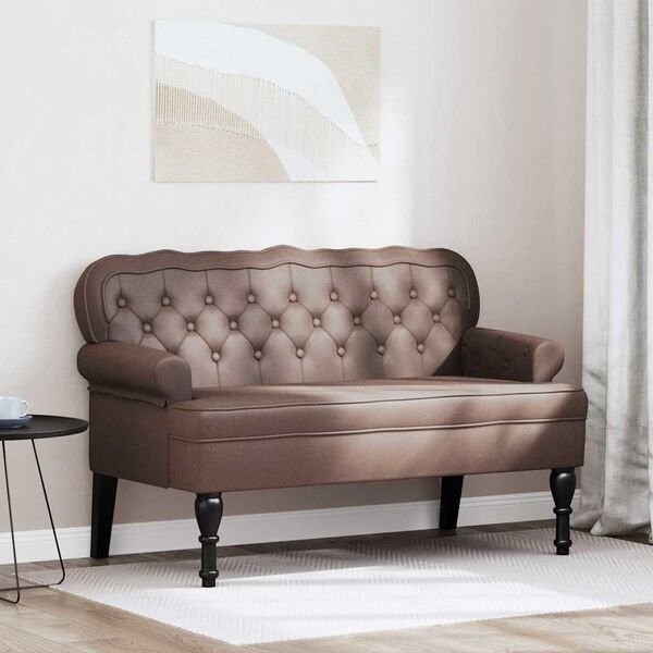 vidaXL Banc Chesterfield Marron 119.5 x 64.5 x 75 cm Cuir synth&eacute;tique