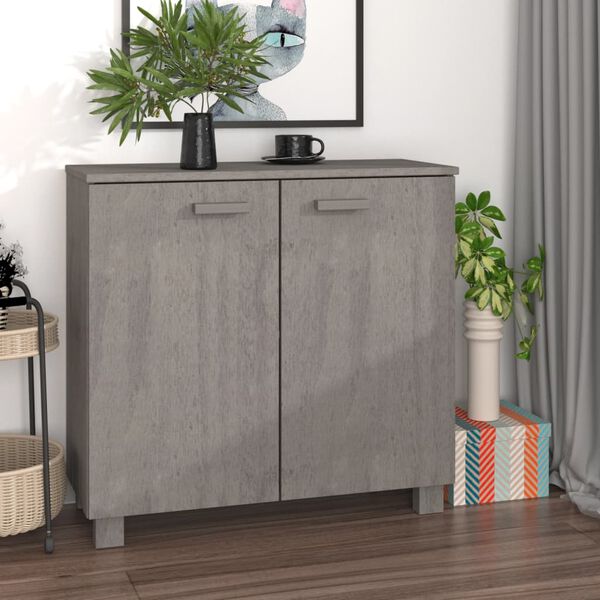 vidaXL Buffet HAMAR Gris clair 85x35x80 cm Bois massif de pin