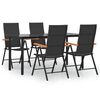 vidaXL Ensemble &agrave; manger de jardin 5 pcs Noir et marron R&eacute;sine tress&eacute;e