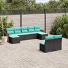 vidaXL Salon de jardin 9 pcs avec coussins noir r&eacute;sine tress&eacute;e