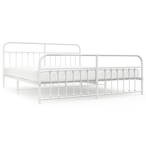 vidaXL Cadre de lit métal sans matelas et pied de lit blanc 193x203 cm