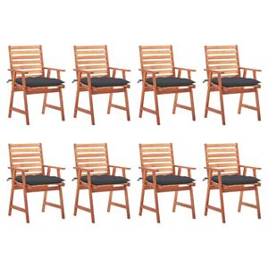 vidaXL Chaises &agrave; manger d'ext&eacute;rieur lot de 8 et coussins Acacia massif