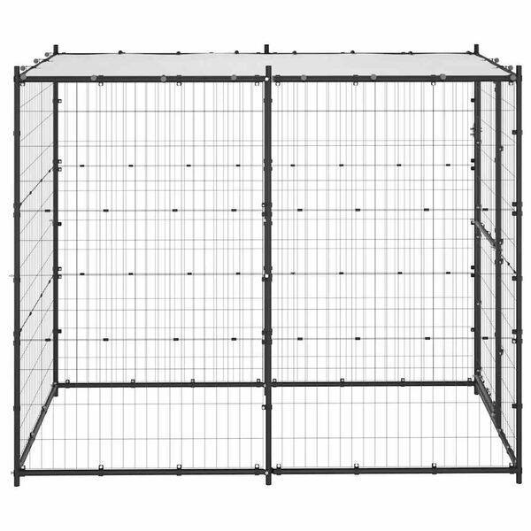 vidaXL Chenil d'extérieur pour chiens Acier avec toit 110x220x180 cm