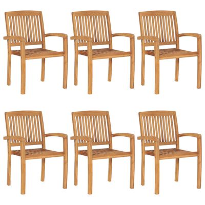 vidaXL Chaises de jardin empilables 6 pcs Bois de teck solide