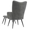 vidaXL Chaise de relaxation avec tabouret Gris fonc&eacute; Velours