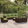 vidaXL Salon de jardin 10 pcs avec coussins R&eacute;sine tress&eacute;e Marron