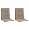 vidaXL Coussins de chaise de jardin &agrave; dossier bas lot de 2 taupe