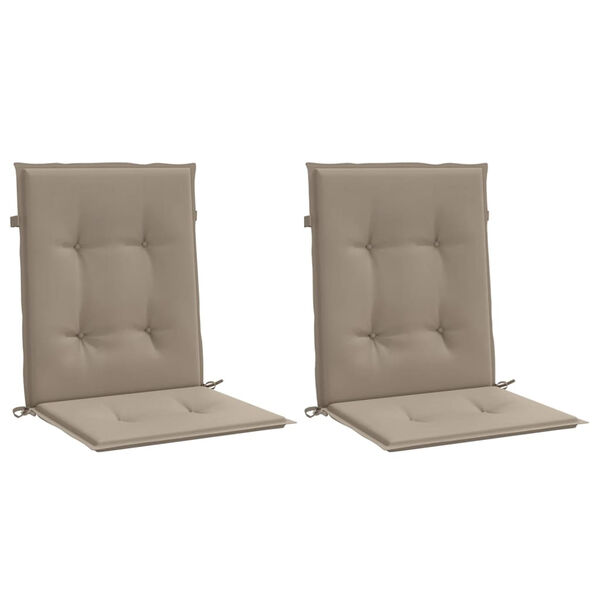 vidaXL Coussins de chaise de jardin &agrave; dossier bas lot de 2 taupe