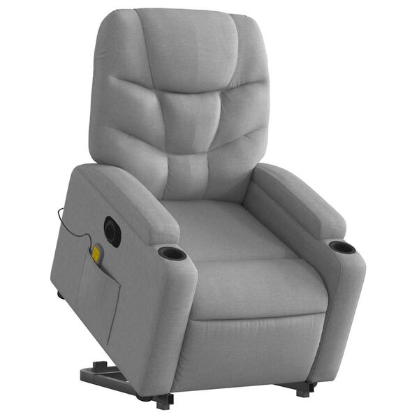 vidaXL Fauteuil inclinable de massage électrique gris clair tissu