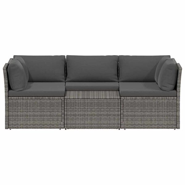 vidaXL Salon de jardin 4 pcs avec coussins R&eacute;sine tress&eacute;e Gris