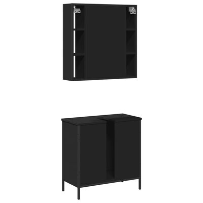 vidaXL Ensemble de meubles salle de bain 2 pcs noir bois d'ingénierie