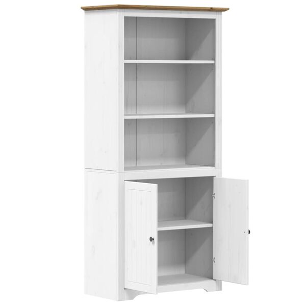 vidaXL Bibliothèque BODO blanc and marron 82x40x173 cm bois massif pin