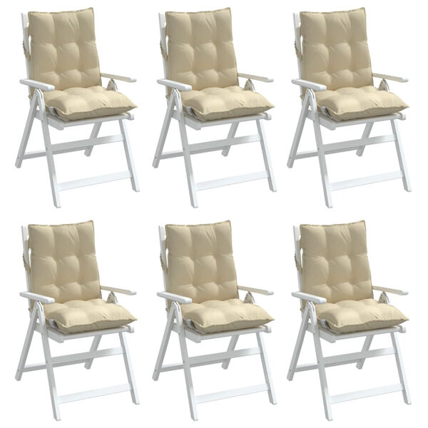 vidaXL Coussins de chaise &agrave; dossier bas lot de 6 beige tissu oxford