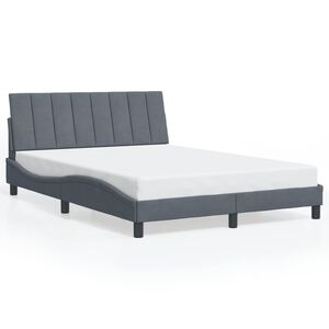 vidaXL Cadre de lit sans matelas Hanko gris fonc&eacute; 137x190 cm velours