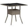 vidaXL Table de jardin avec dessus en verre gris clair r&eacute;sine tress&eacute;e