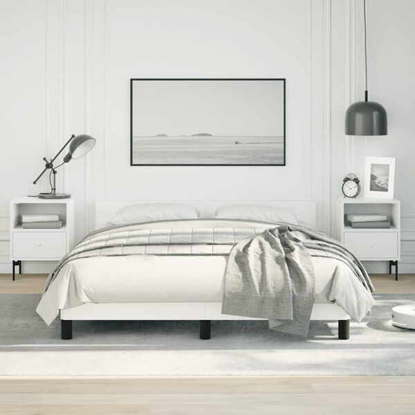 vidaXL Cadre de lit sans matelas blanc queen similicuir
