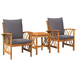 vidaXL Ensemble de canapé de jardin 3 pcs Marron Bois d'acacia massif