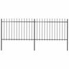 vidaXL Cl&ocirc;ture de jardin avec dessus en forme de lance en acier 337 x 120 cm Noir