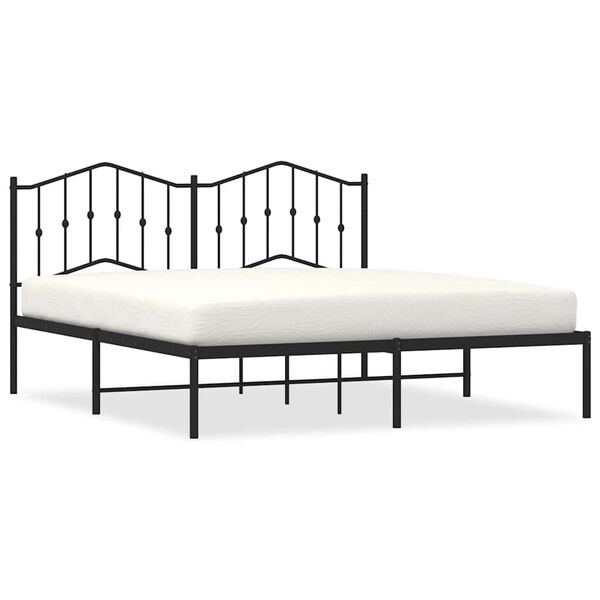 vidaXL Cadre de lit métal sans matelas avec tête de lit noir 183x213cm