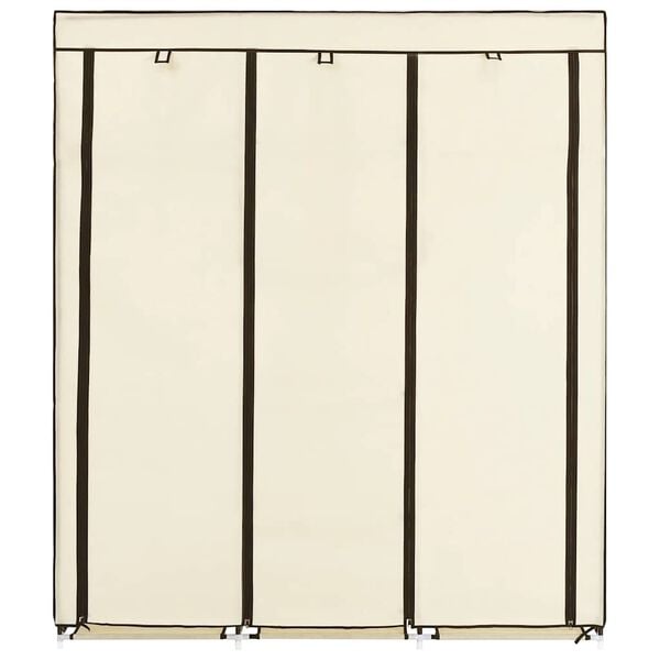 vidaXL Armoire avec compartiments et barres Cr&egrave;me 150x45x175 cm Tissu