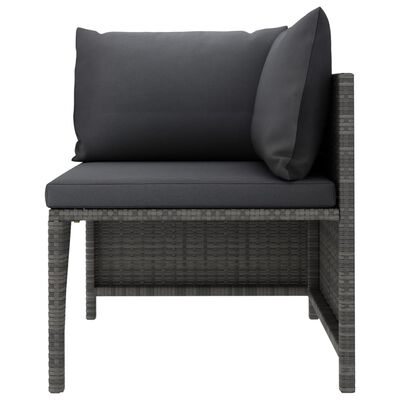 vidaXL Salon de jardin 3 pcs avec coussins Résine tressée Gris