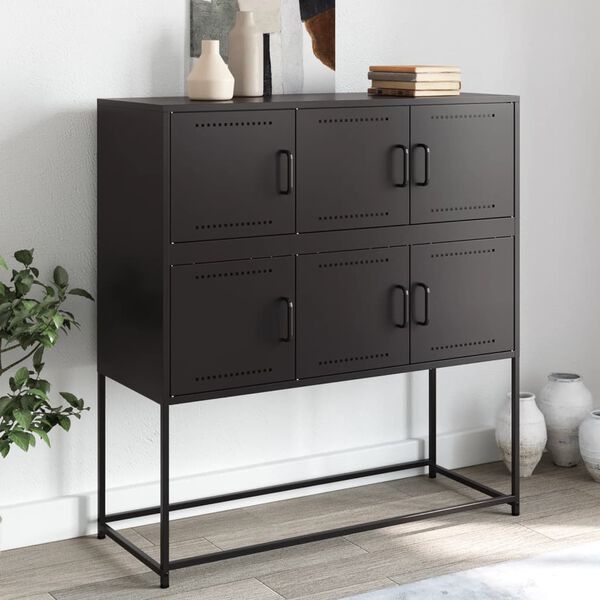 vidaXL Buffet noir 100,5x39x107 cm acier