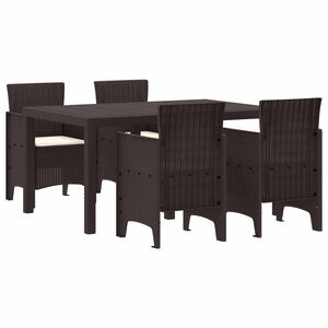 vidaXL Ensemble de salle &agrave; manger pour jardin 5 pcs Marron Rattan Polt