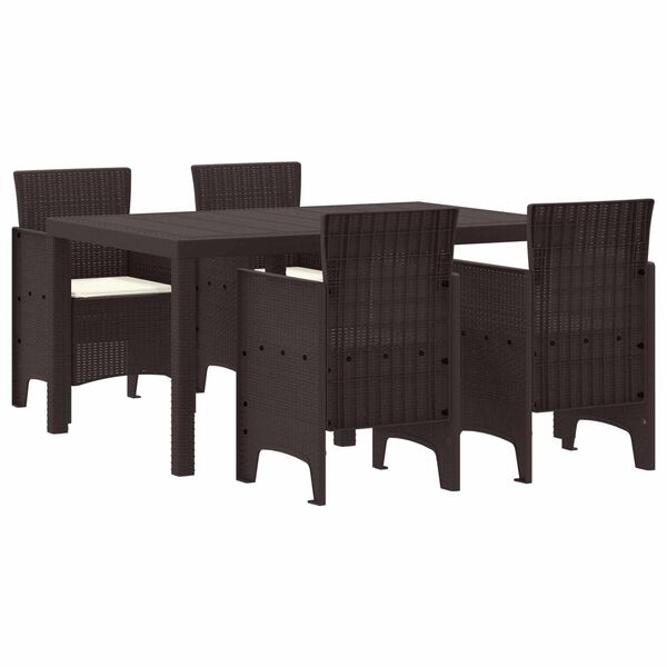 vidaXL Ensemble de salle &agrave; manger pour jardin 5 pcs Marron Rattan Polt